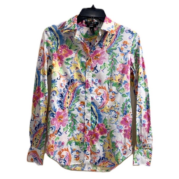 ralph lauren floral button down shirt